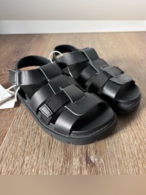 NWT Zara Kids Genuine Leather Strap Sandals in Black Size: EUR 25/US 9C|Vacay